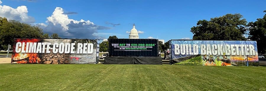 Climate Power Banners in front of Capitol