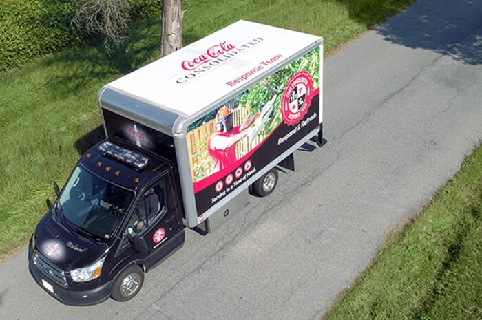 Coke Van showing custom vehicle wrap