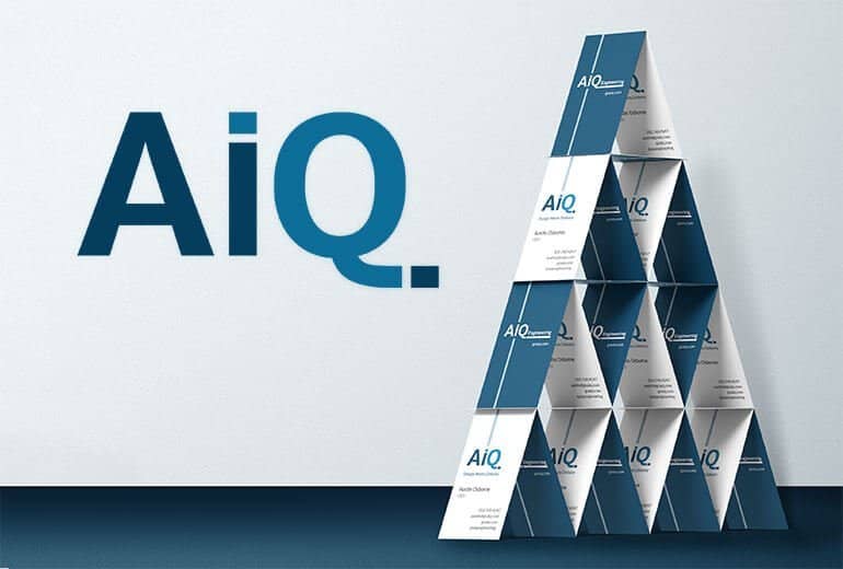AiQ logo and business cards
